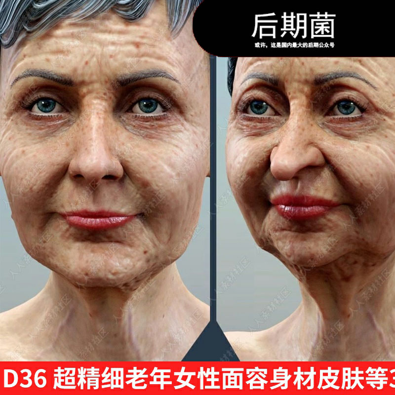DAZ3D Studio Poser 精细老年女性面容身材皮肤三维角色模型