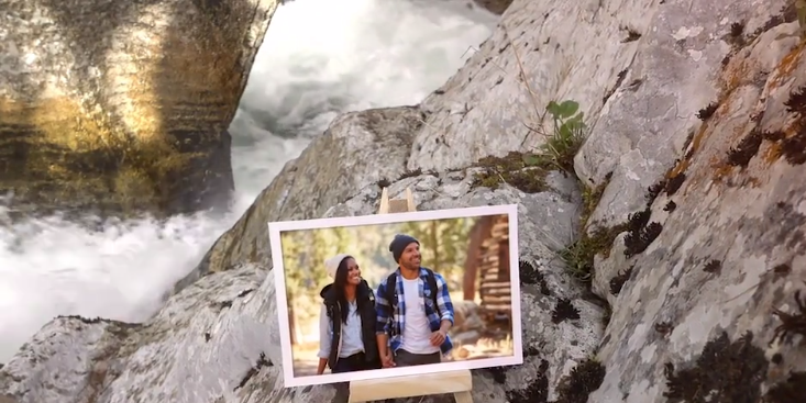 AE模板-实拍真实自然场景摆放展示照片冒险旅行婚礼假期视频相册