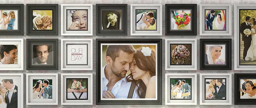 Premiere模板-浪漫写真照片墙婚礼视频模板